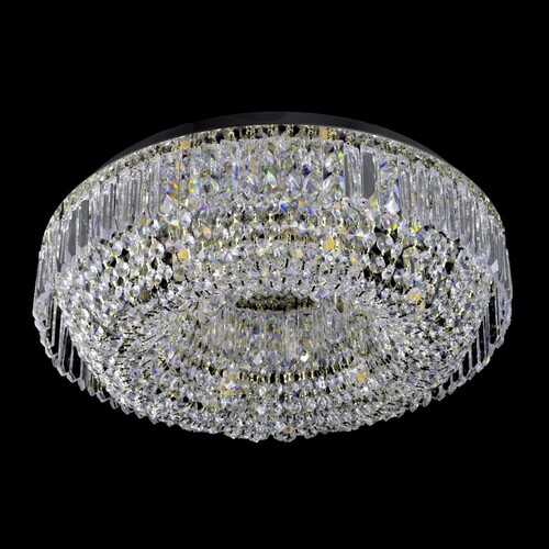 Casa Padrino Luxus Kristall Deckenleuchte Silber  45 x H. 14 cm - Prunkvolle Messing Deckenleuchte mit b�hmischem Kristallglas - Barock M�bel - Edel & Prunkvoll