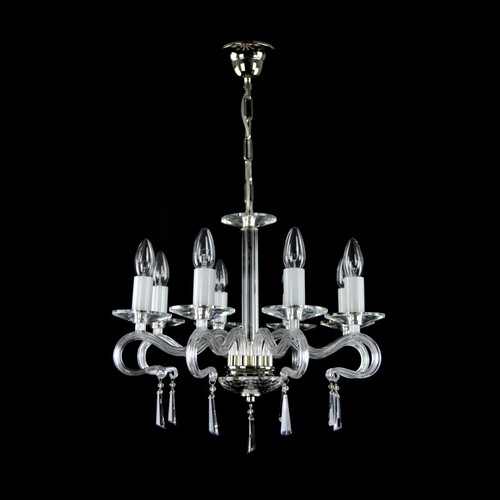 Casa Padrino Luxus Kristall Deckenleuchte Silber  50 x H. 42 cm - Prunkvolle Messing Deckenleuchte mit b�hmischem Kristallglas - Barock M�bel - Edel & Prunkvoll