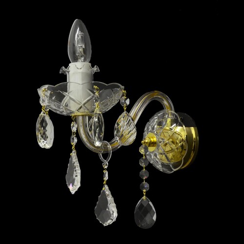 Casa Padrino Luxus Kristall H�ngeleuchte Gold  12.5 x H. 22 cm - Prunkvolle Messing H�ngeleuchte mit b�hmischem Kristallglas - Barock M�bel - Edel & Prunkvoll