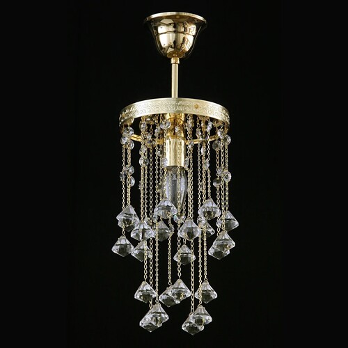 Casa Padrino Luxus Kristall H�ngeleuchte Gold  15 x H. 25 cm - Prunkvolle Messing H�ngeleuchte mit b�hmischem Kristallglas - Barock M�bel - Edel & Prunkvoll