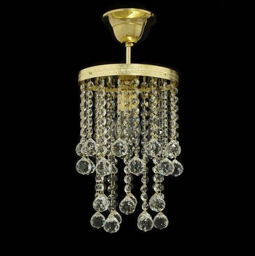 Casa Padrino Luxus Kristall H�ngeleuchte Gold  20 x H. 30 cm - Prunkvolle Messing H�ngeleuchte mit b�hmischem Kristallglas - Barock M�bel - Edel & Prunkvoll