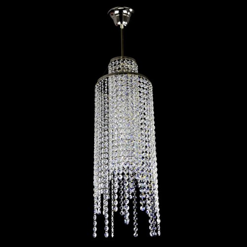 Casa Padrino Luxus Kristall H�ngeleuchte Silber  20 x H. 62 cm - Prunkvolle Messing H�ngeleuchte mit b�hmischem Kristallglas - Barock M�bel - Edel & Prunkvoll