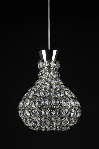 Casa Padrino Luxus Kristall H�ngeleuchte Silber  23 x H. 30 cm - Prunkvolle Messing H�ngeleuchte mit b�hmischem Kristallglas - Barock M�bel - Edel & Prunkvoll