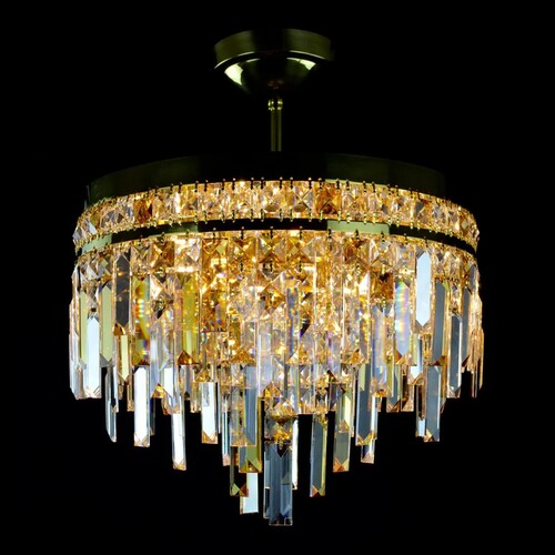 Casa Padrino Luxus Kristall Kronleuchter Gold  40 x H. 30 cm - Prunkvolle Messing Kronleuchter mit b�hmischem Kristallglas - Barock M�bel - Edel & Prunkvoll