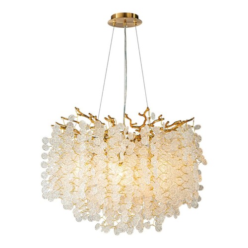 Casa Padrino Luxus Kristall Kronleuchter Gold  60 x H. 30 cm - Runde H�ngeleuchte im Ast Design