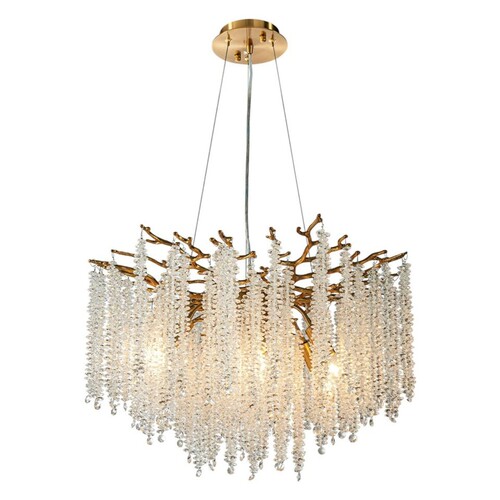 Casa Padrino Luxus Kristall Kronleuchter Gold  60 x H. 40 cm - H�ngeleuchte mit Kristallkaskaden