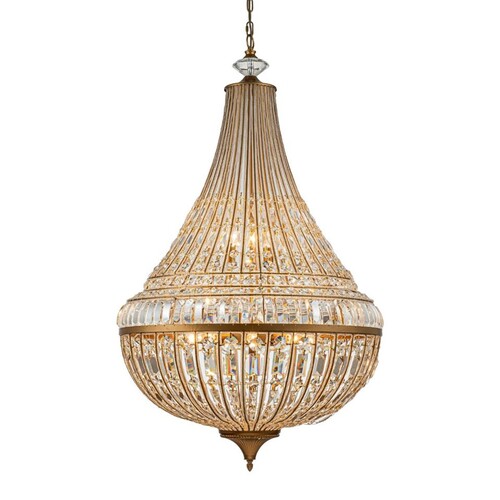 Casa Padrino Luxus Kristall Kronleuchter Gold  80 x H. 135 cm - Prunkvoller Kronleuchter im Empire Stil