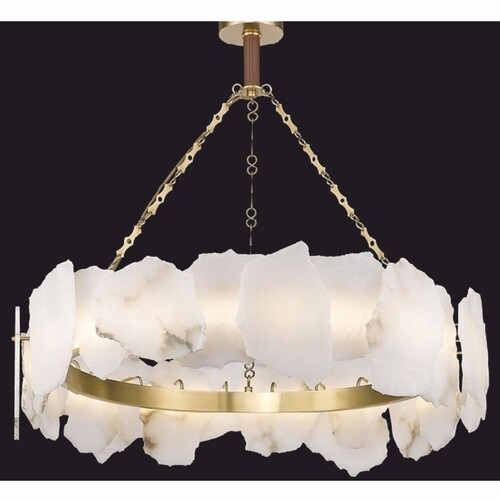 Casa Padrino Luxus Alabaster Kronleuchter Wei� / Messing  80 cm - Luxus Interior