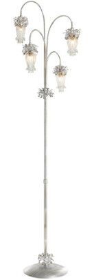 Casa Padrino Luxus Stehleuchte Silber / Gold  50 x H. 170 cm - Moderne Metall Stehlampe mit Swarovski Kristallglas - Hotel & Restaurant Leuchte