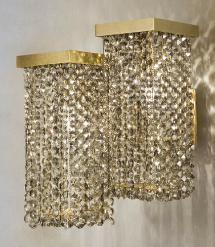 Casa Padrino Luxus Kristall Wandleuchte Messing 25 x 23 x H. 35 cm - Wohnzimmer Wandleuchte - Hotel Wandleuchte - Restaurant Wandleuchte - Luxus Leuchten - Luxus Qualit�t - Made in Italy