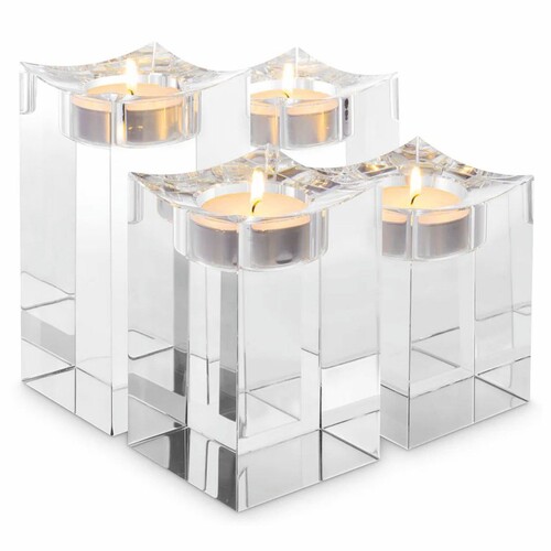 Casa Padrino Luxus Kristallglas Teelichthalter Set - Deko Accessoires
