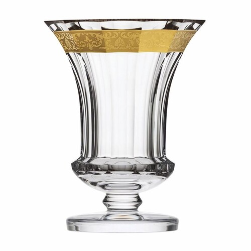 Casa Padrino Luxus Barock Kristallglas Vase Gold  19,7 x H. 25 cm - Mundgeblasen & Handgeschliffen