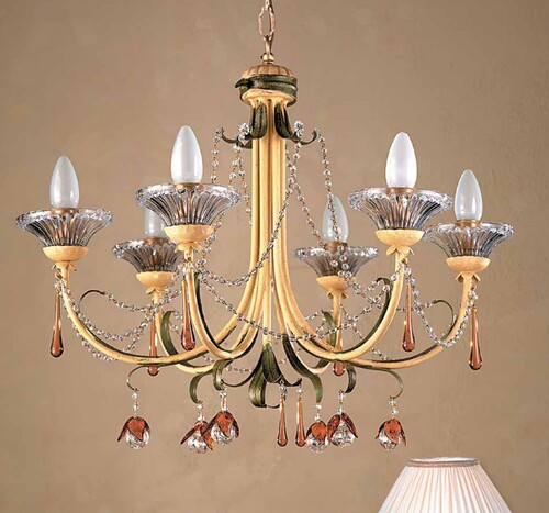 Casa Padrino Barock Kronleuchter  60 x H. 52 cm 6-flammig - Handgefertigte Leuchte aus Italien - Barock Leuchten