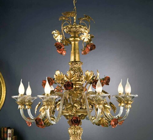 Casa Padrino Barock Kronleuchter  80 x H. 90 cm 8-flammig - Handgefertigte Leuchte aus Italien - Barock Leuchten