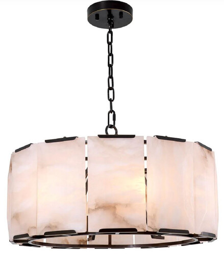 Casa Padrino Luxus Kronleuchter Bronze / Alabaster  62 x H. 36 cm - Runder Wohnzimmer Kronleuchter - Luxus Leuchten - Luxus Qualit�t