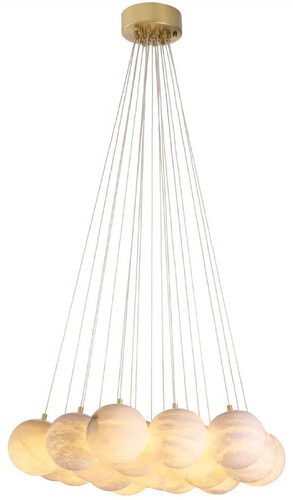 Casa Padrino Luxus Kronleuchter Alabaster / Antik Messing  75 x H. 170 cm - Wohnzimmer Kronleuchter mit Alabaster Lampenschirmen - Luxus Qualit�t