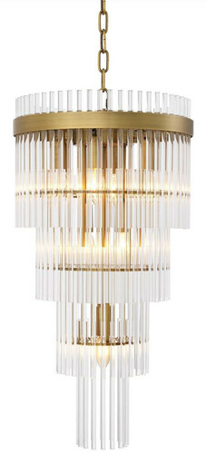 Casa Padrino Luxus Kronleuchter Antik Messingfarben  35,5 x H. 68 cm - Moderner Metall Kronleuchter mit edlen Glasr�hren - Luxus Kollektion