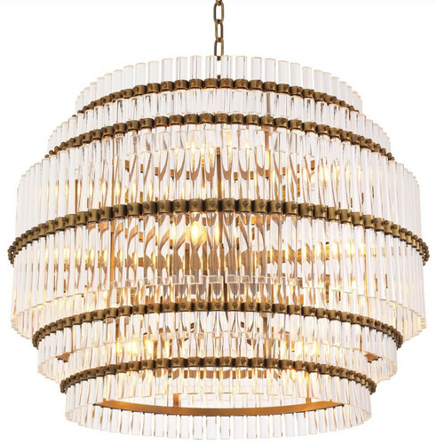 Casa Padrino Luxus Kronleuchter Antik Messingfarben  75,5 x H. 57 cm - Moderner Hotel & Restaurant Kronleuchter - Luxus Qualit�t