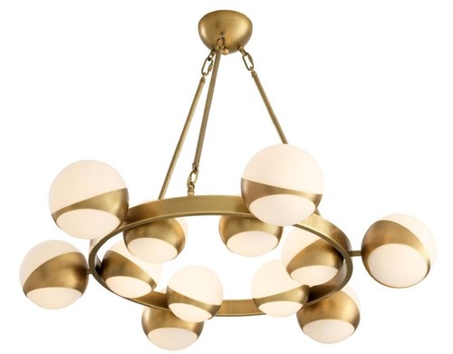 Casa Padrino Luxus Kronleuchter Antik Messingfarben / Wei�  96 x H. 73 cm - Luxus M�bel