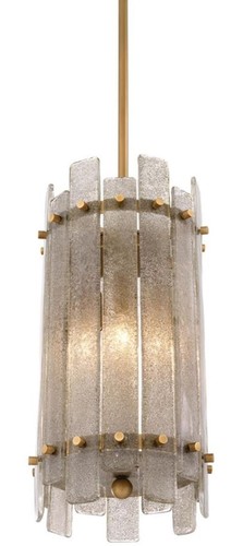 Casa Padrino Kronleuchter Antik Messingfarben  27 x H. 52 cm - Runder Luxus Kronleuchter mit mundgeblasenem Glas