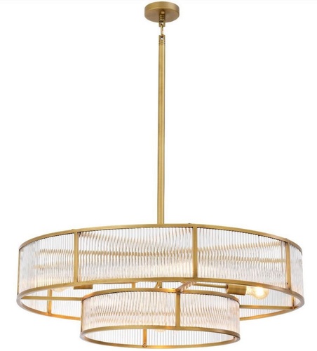 Casa Padrino Luxus Kronleuchter Antik Messingfarben  90 x H. 27 cm - Runder Kronleuchter - Luxus Qualit�t