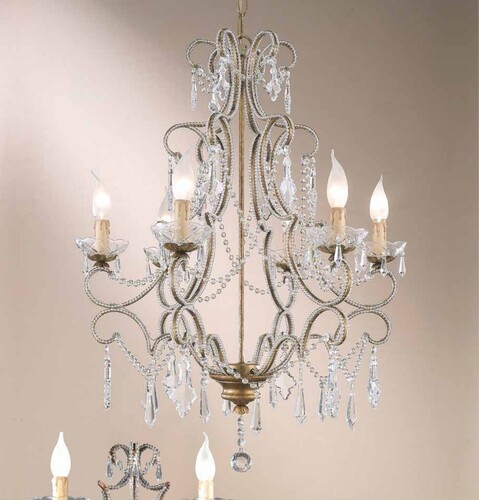 Casa Padrino Barock Kronleuchter Antikgold  65 x H. 80 cm 6-flammig - Handgefertigte Leuchte aus Italien - Barock Leuchten