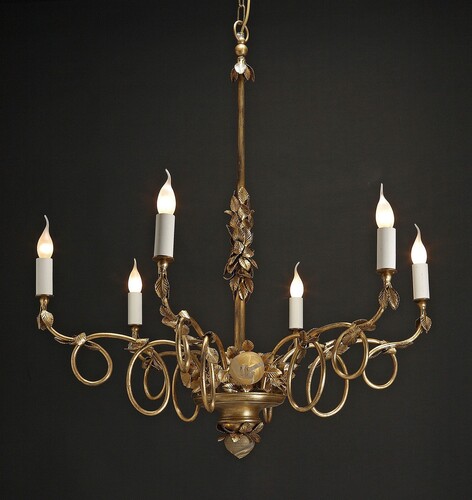 Casa Padrino Luxus Kronleuchter Antikgold  84 x H. 98 cm - Handgefertigter Kronleuchter aus Schmiedeeisen mit Rosen - Luxus Kollektion - Edel & Prunkvoll