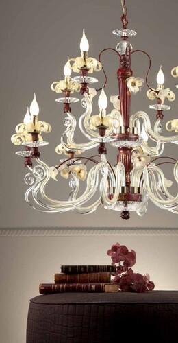 Casa Padrino Barock Kronleuchter Antikrot Gold  105 x H. 90 cm 12-flammig - Handgefertigte Leuchte aus Italien - Barock Leuchten