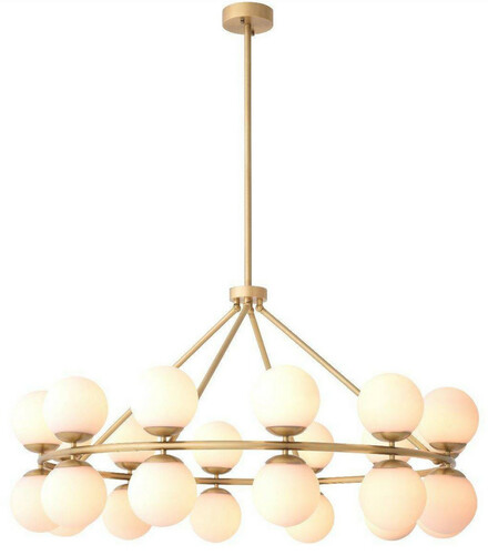 Casa Padrino Luxus Kronleuchter Antik Messingfarben / Wei�  115 x H. 65 cm - Moderner Metall Kronleuchter mit runden Glas Lampenschirmen - Luxus Kollektion