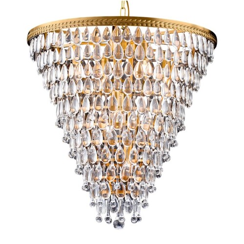 Casa Padrino Luxus Kronleuchter Gold  61 x H. 65 cm - Kristall L�ster mit Glastropfen