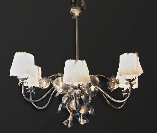 Casa Padrino Luxus Kronleuchter Gold  80 x H. 80 cm - Handgefertigter Kronleuchter aus Schmiedeeisen mit Blattwerk - Luxus Kollektion - Edel & Prunkvoll