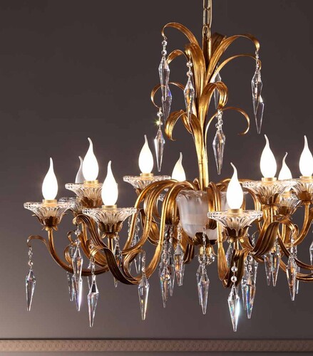 Casa Padrino Barock Kronleuchter Gold  85 x H. 70 cm 12-flammig - Handgefertigte Leuchte aus Italien - Barock Leuchten