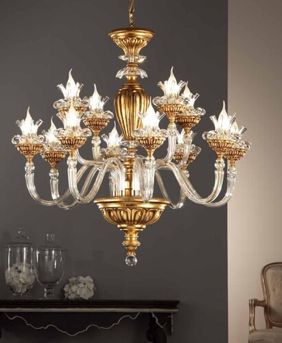 Casa Padrino Barock Kronleuchter Gold  90 x H. 95 cm 12-flammig - Handgefertigte Leuchte aus Italien - Barock Leuchten