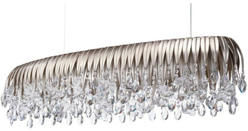 Casa Padrino Luxus Kronleuchter Silber 120 x 35 x H. 26 cm - Metall Kronleuchter mit Swarovski Kristallglas - Luxus Qualit�t - Made in Italy