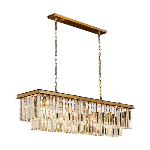 Casa Padrino Luxus Kronleuchter Gold 125 x 36 x H. 40 cm - L�nglicher Kristall L�ster