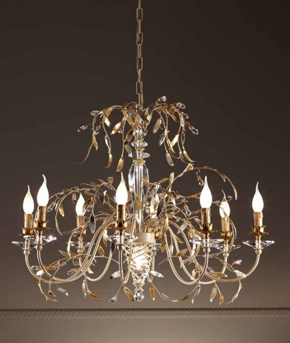 Casa Padrino Barock Kronleuchter Gold Silber Rosa  85 x H. 65 cm 8-flammig - Handgefertigte Leuchte aus Italien - Barock Leuchten