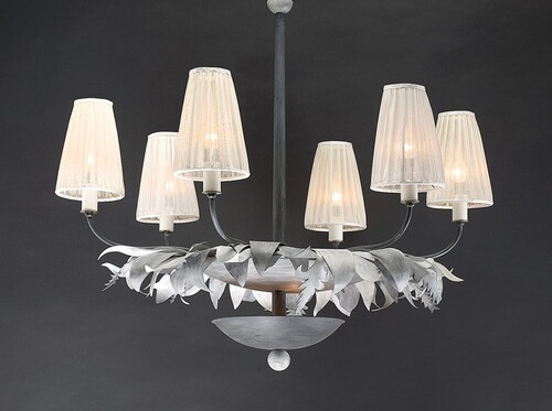 Casa Padrino Luxus Kronleuchter Grau  100 x H. 90 cm - Handgefertigter Kronleuchter aus Schmiedeeisen - Luxus Kollektion - Edel & Prunkvoll