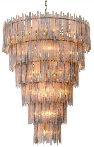 Casa Padrino Luxus Kronleuchter Grau / Messing  116 x H. 153 cm - Runder Glas Kronleuchter - Wohnzimmer Kronleuchter - Hotel Kronleuchter - Luxus M�bel - Luxus Interior