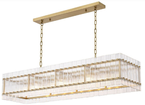 Casa Padrino Luxus Kronleuchter Antik Messingfarben 140,5 x 39 x H. 27 cm - Rechteckiger Hotel & Restaurant Kronleuchter - Luxus Kollektion