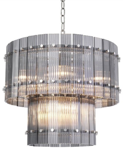 Casa Padrino Luxus Kronleuchter Grau / Silber  57 x H. 47 cm - Runder Hotel & Restaurant Kronleuchter - Luxus Qualit�t