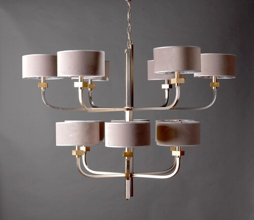Casa Padrino Luxus Kronleuchter Messing Vernickelt  120 x H. 120 cm - Handgefertigter Kronleuchter aus Messing - Luxus Kollektion - Edel & Prunkvoll