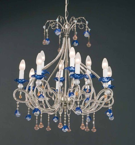 Casa Padrino Barock Kronleuchter Nickel  65 x H. 70 cm 12-flammig - Handgefertigte Leuchte aus Italien - Barock Leuchten