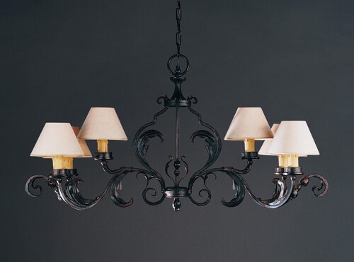 Casa Padrino Luxus Kronleuchter Rostbraun B. 110 x H. 56 cm - Handgefertigter Kronleuchter aus Schmiedeeisen mit Blattwerk - Luxus Kollektion - Edel & Prunkvoll
