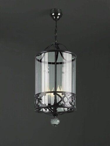 Casa Padrino Luxus Kronleuchter Schwarz  39 x H. 80 cm - Handgefertigter Kronleuchter aus Schmiedeeisen - Luxus Kollektion - Edel & Prunkvoll