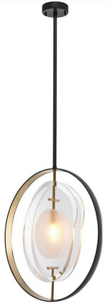 Casa Padrino Luxus Kronleuchter Schwarz / Gold 43 x 11 x H. 58 cm - Moderner Kronleuchter mit edlem Glas Lampenschirm - Luxus Kollektion