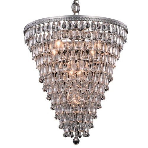 Casa Padrino Luxus Kronleuchter Silber  61 x H. 65 cm - Kristall L�ster mit Glastropfen