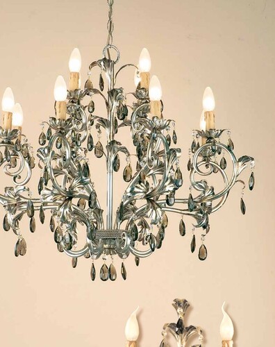 Casa Padrino Barock Kronleuchter Silber  90 x H. 70 cm 12-flammig - Handgefertigte Leuchte aus Italien - Barock Leuchten