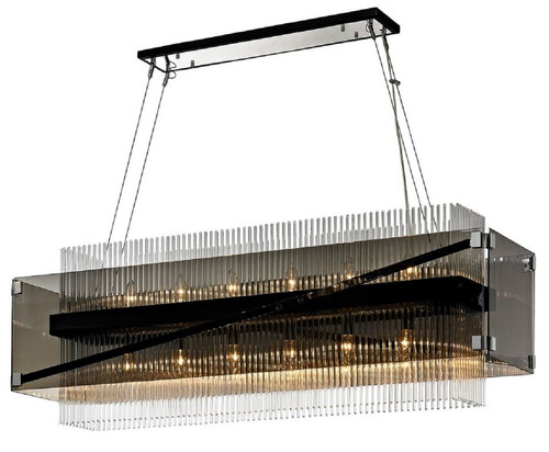 Casa Padrino Luxus Kronleuchter Silber / Schwarz / Dunkelbronze 126,4 x 31,8 x H. 44,5 cm - Wohnzimmer Kronleuchter - Luxus Qualit�t