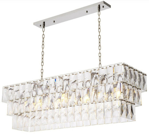 Casa Padrino Luxus Kristall Kronleuchter Silber 140 x 41 x H. 45,5 cm - Luxus Hotel & Restaurant Kronleuchter - Luxus Qualit�t