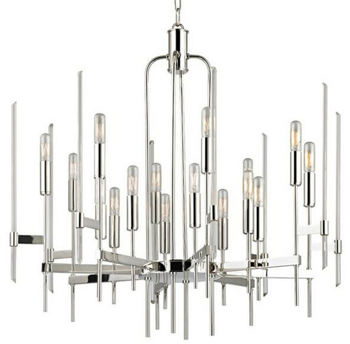 Casa Padrino Luxus Kronleuchter Silber 76,2 x 76,2 x H. 73,7 cm - Elegante Kronleuchter mit Messing Armen und Glasst�ben - Luxus Kollektion